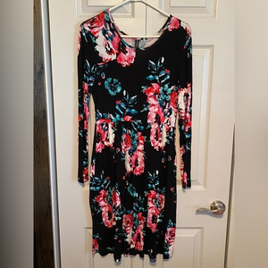 DB MOON Women Casual Long Sleeve‎ Dress with Pockets Large